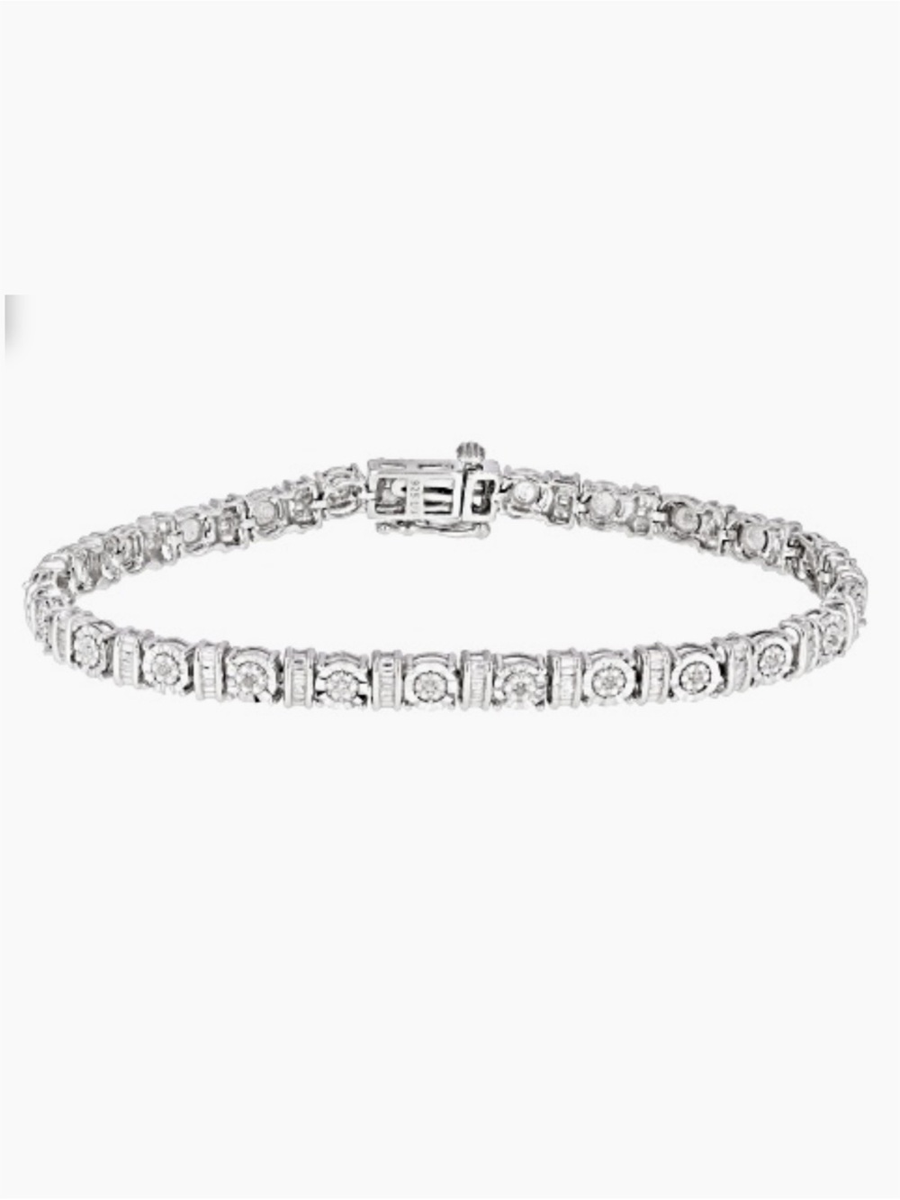 Sterling Silver Tennis Bracelet with Natural Diamonds